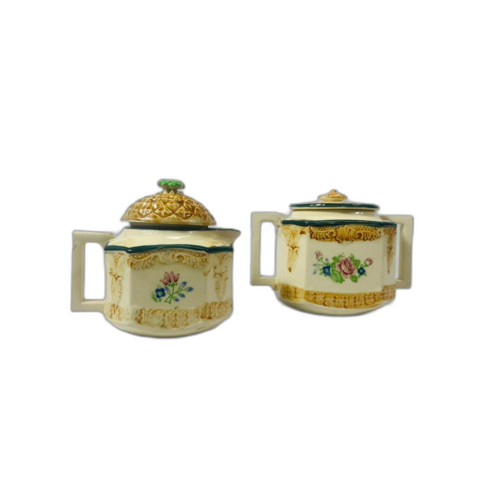 VTG Porcelain Cream and Sugar Set Handpainted Japan With Lids Rose Imperial